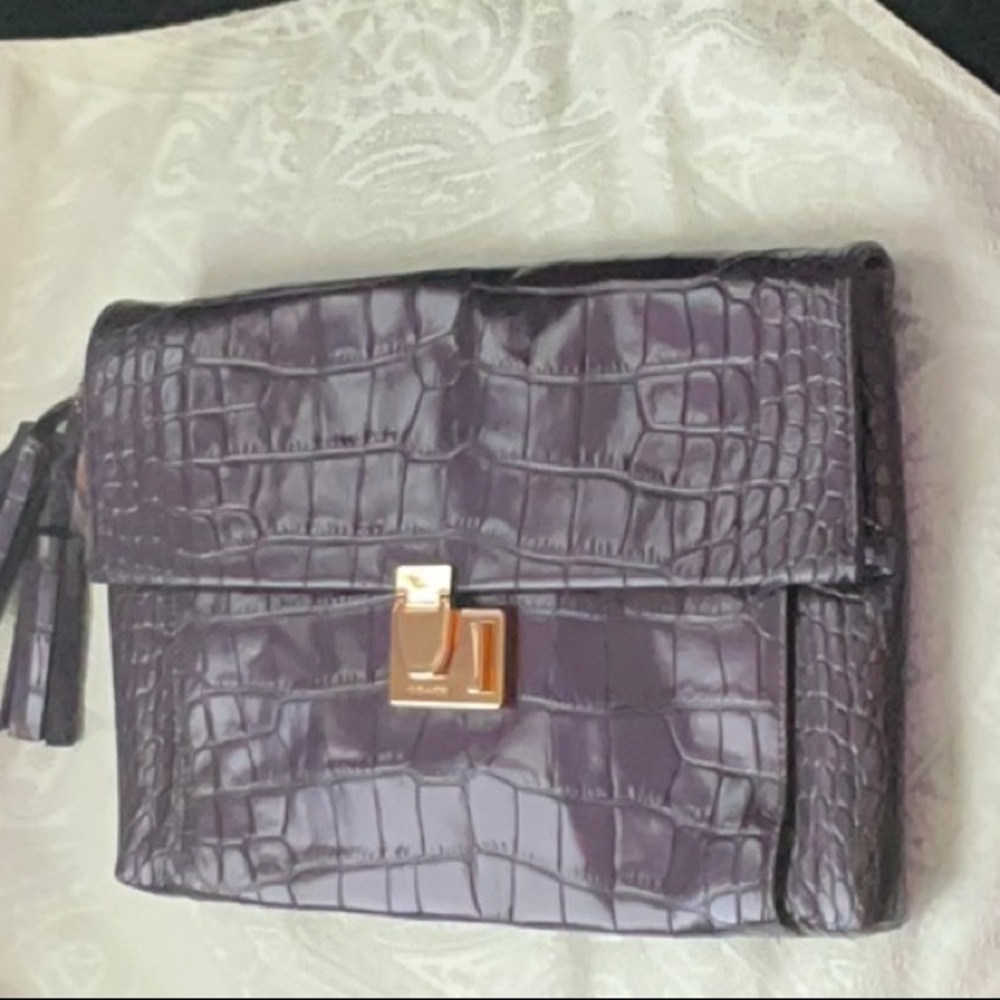 Coach Purple Croc-Embossed Clutch